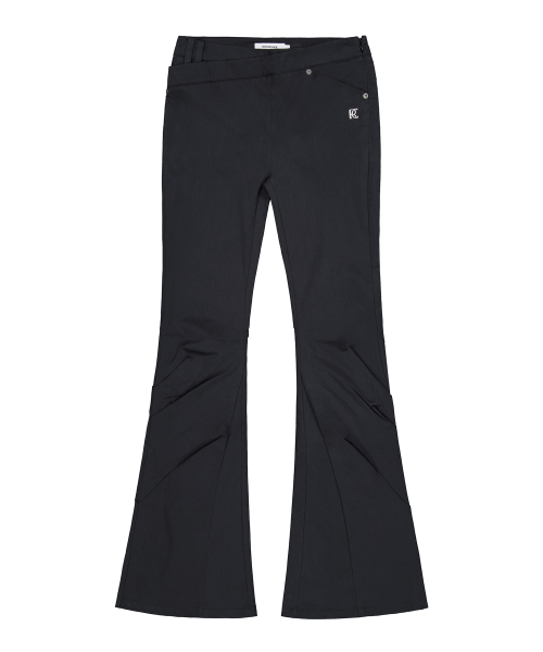 Wrap Waist Flare Pants - Black