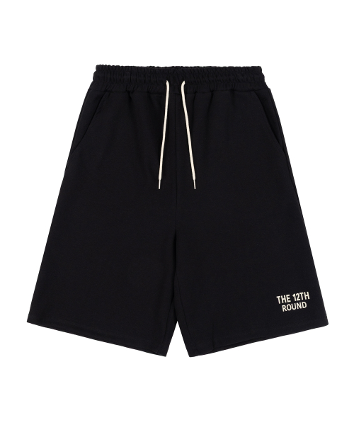 THE 12TH ROUND LOGO BERMUDA SWEAT SHORTS BLACK