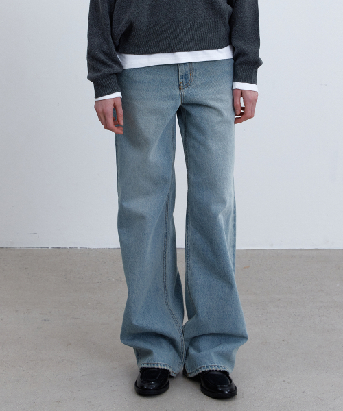 Джинсы мид-райз wide fit Ash Blue - YWF1DNWD001