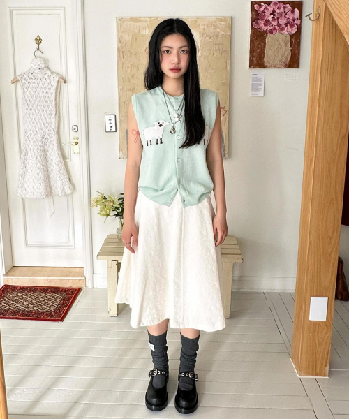 SHEEP WOOL ROUND KNIT VEST (MINT)