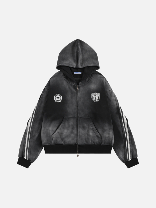 Полосатый вошед худи-зип Stripe Washed Zip Up AE25CHQ30431-01TBLK
