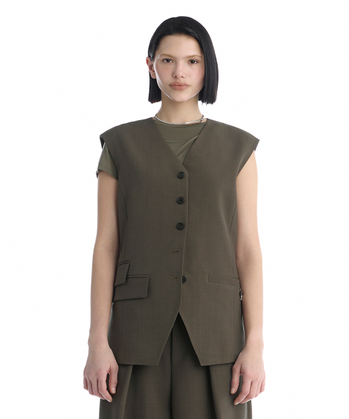 Minimal Button-Detail Set-Up жилет [ Khaki ]