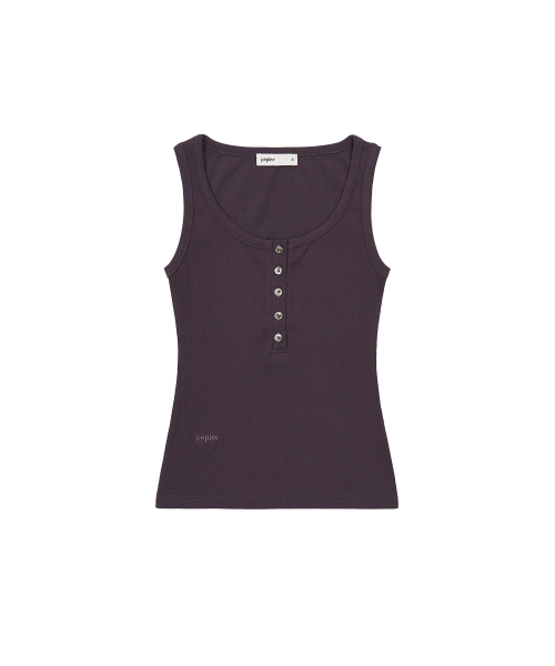 пуговица Henley горловина Sleeveless топ (Purple)