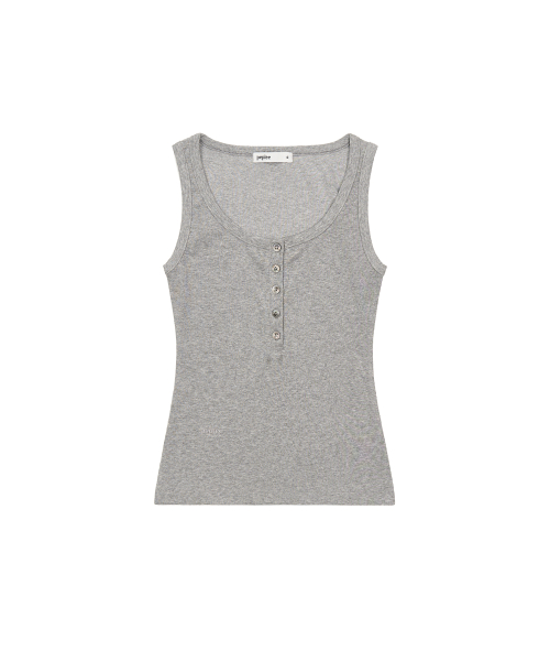 пуговица Henley горловина Sleeveless топ (Grey)