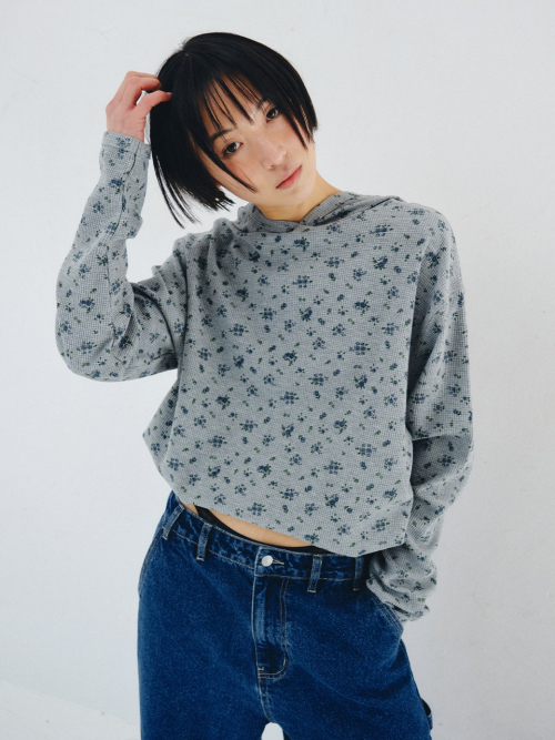WAFFLE капюшон FLORAL GRAY