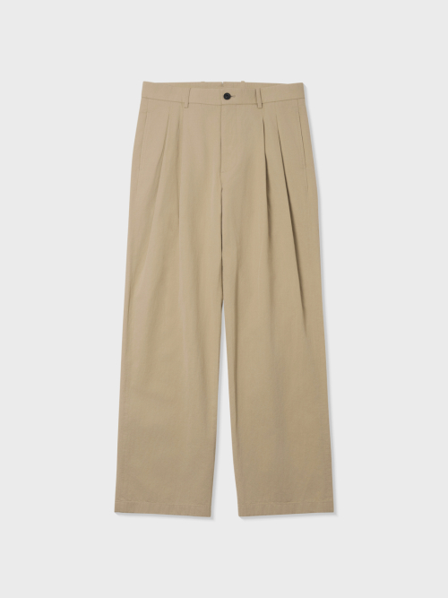 Плиссированные брюки из хлопка и льна (BEIGE)