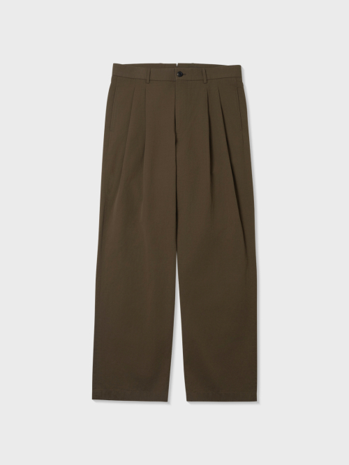 Брюки со складками из хлопка и льна (TAUPE BROWN)