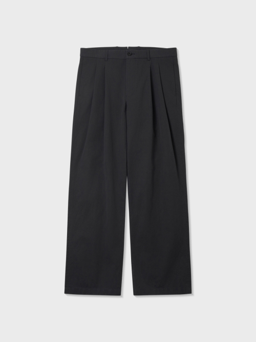 Брюки со складками из хлопка и льна (INK BLACK)