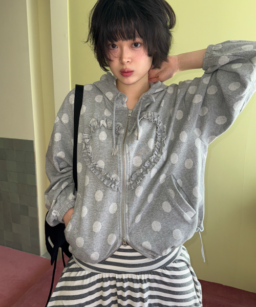 FRILL HEART худи DOT GREY
