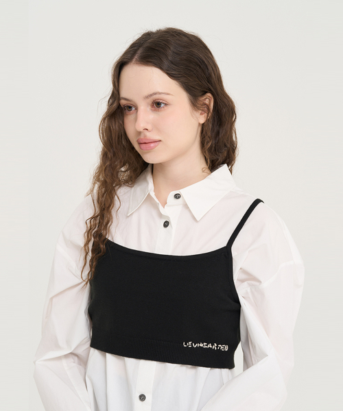 Вязаный топ с ручной строчкой Q - Black