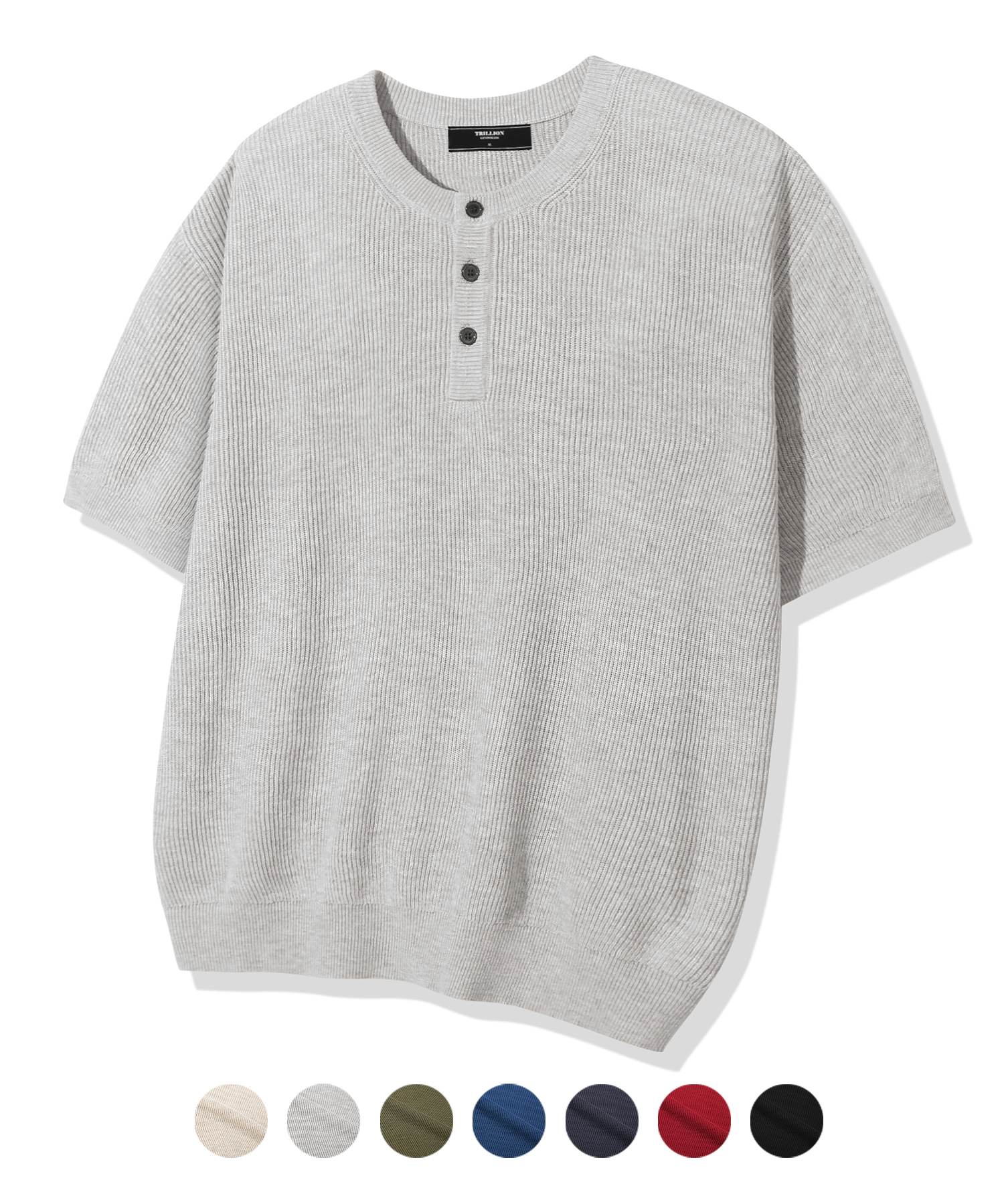 WASHABLE LINEN CROP HENRY NECK HALF KNIT_7color