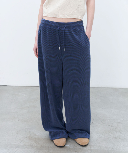 Stripe terry easy pants [KNSS07PT03]_Blue