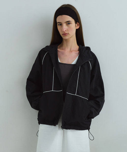 piping windbreaker (black)