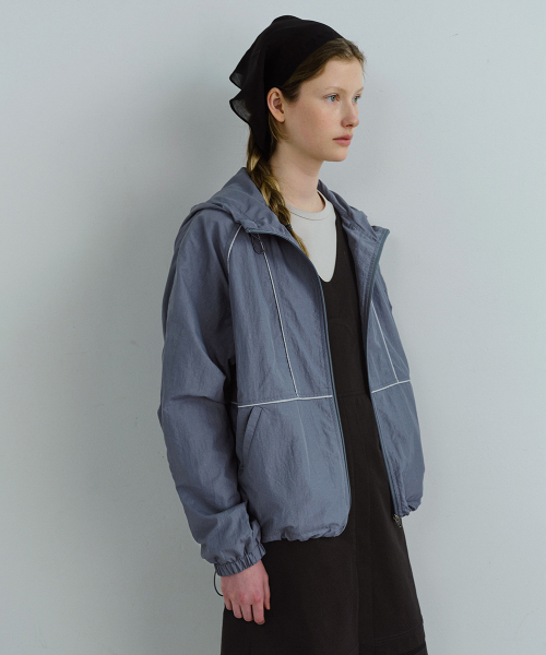 piping windbreaker (midnight grey)