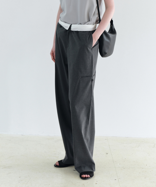 curved triple lip pants (grey stripe)