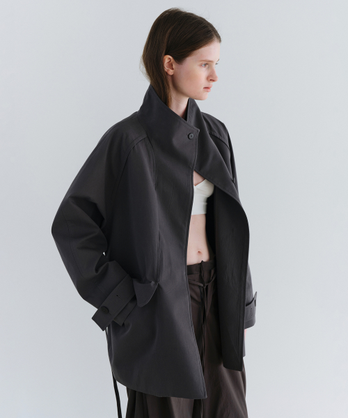 vent half trench coat (charcoal)