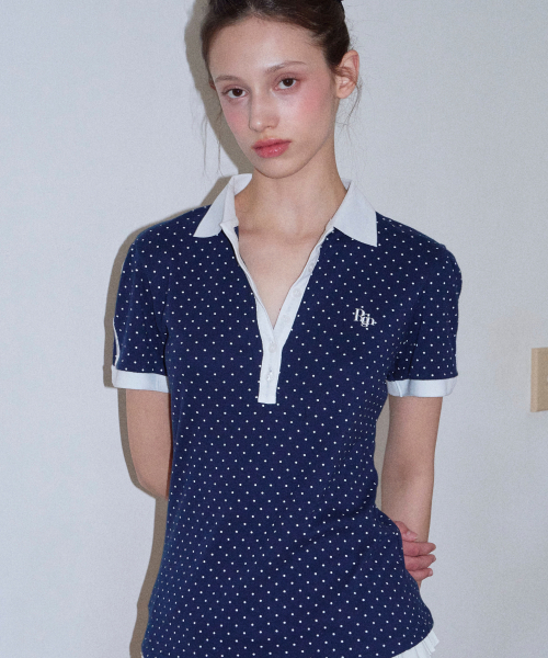 Frill Cap Polo Shirt Navy