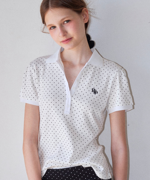 Frill Cap Polo Shirt White