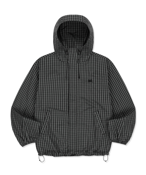 CHECK WINDBREAKER JACKET - BLACK