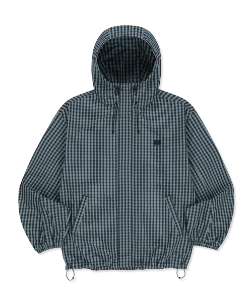 CHECK WINDBREAKER JACKET - BLUE