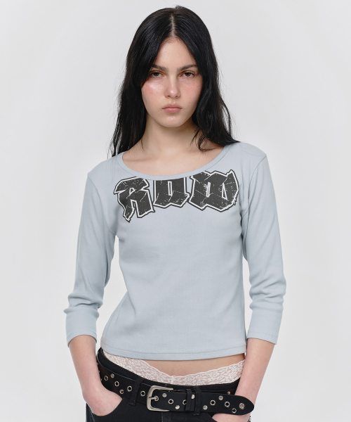 RAW THREE-QUARTER T-SHIRT, SKY BLUE