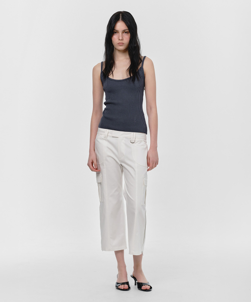 BASIC RIB KNIT SLEEVELESS TOP, CHARCOAL