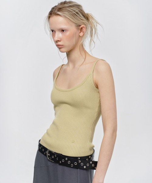 BASIC RIB KNIT SLEEVELESS TOP, YELLOW