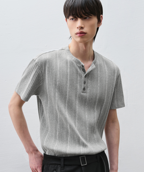 Футболка хенли Fine Ribbed Half [MELANGE]