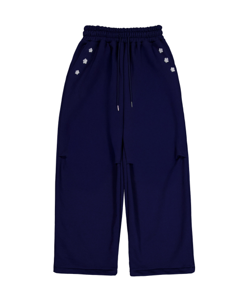 Crochet Sweat Pants Navy