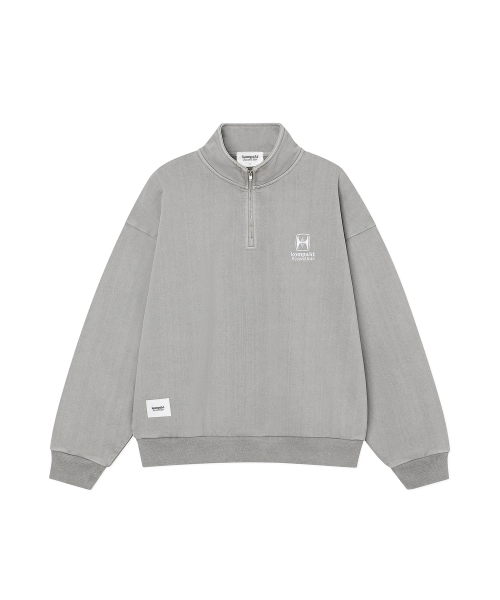 KRB Washed Embroidered Half Zip-up - Grey