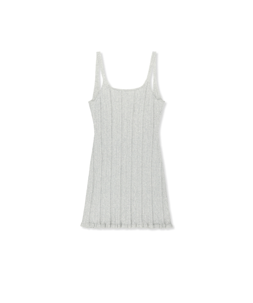 OPEN BACK RIBBED KNIT DRESS IN LIGHT GREY