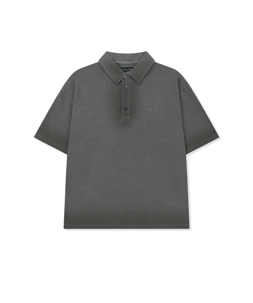 SMALL LOGO WASHED PIQUE топ FOR MEN IN CHARCOAL