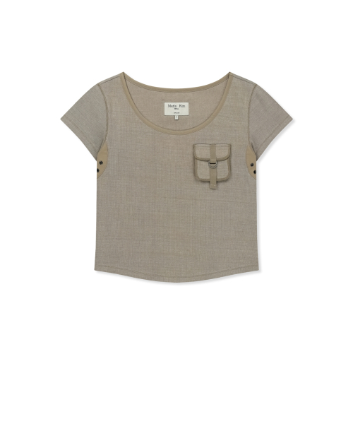 POCKET POINT SLIM FIT TOP IN BEIGE