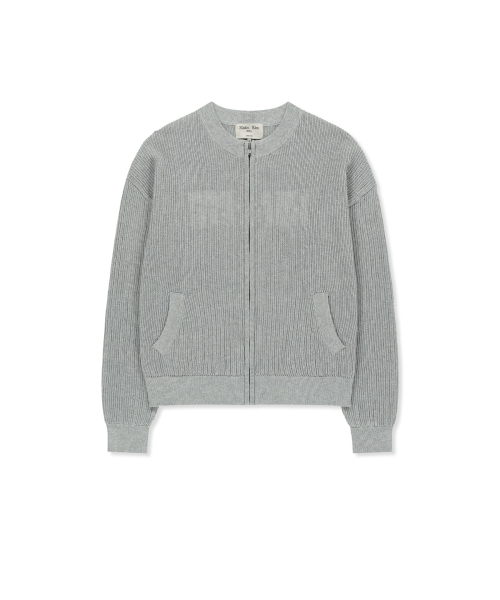 BACK LOGO JACQUARD MESH KNIT ZIP UP IN лёгкий GREY