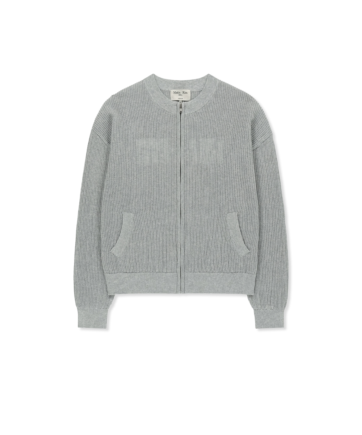 BACK LOGO JACQUARD MESH KNIT ZIP UP IN лёгкий GREY