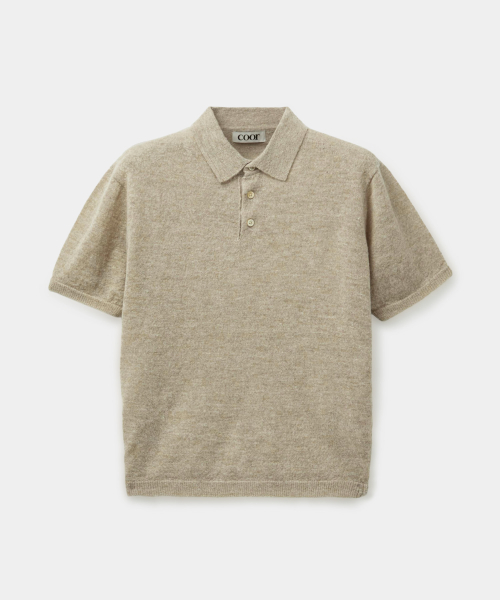 Пушистый трикотажный поло из альпаки (Melange Beige)