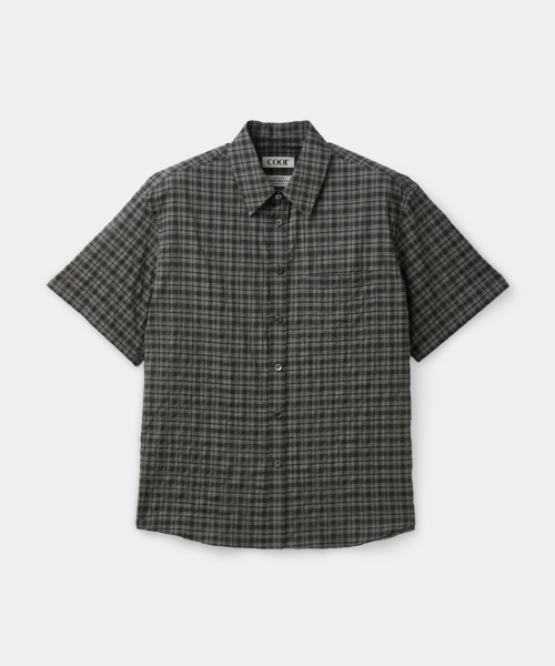 Свободная жатая рубашка в клетку (Washed Black)