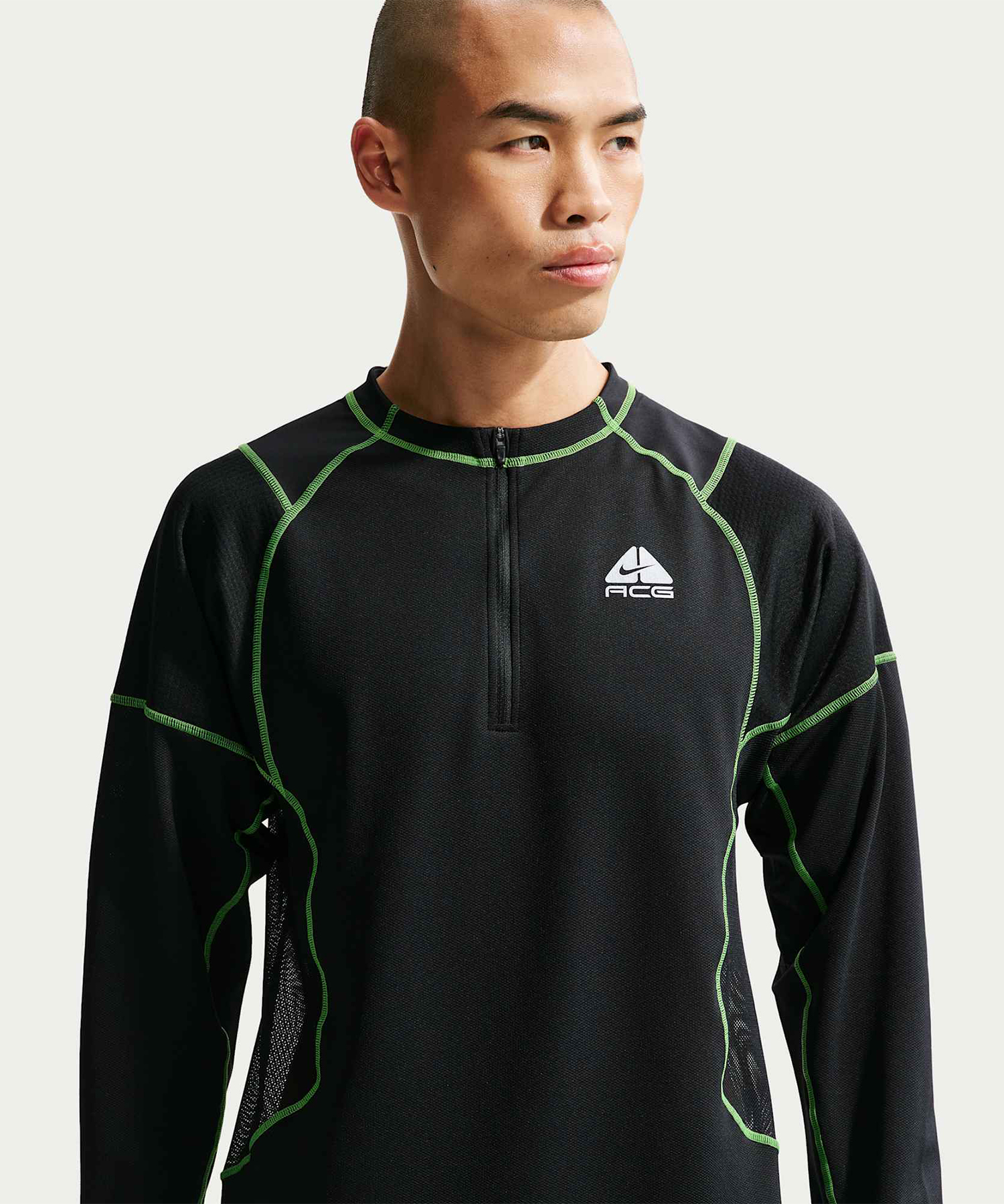 U ACG DF VAULT LS топ - чёрный/MEAN GREEN/(SUMMIT белый)