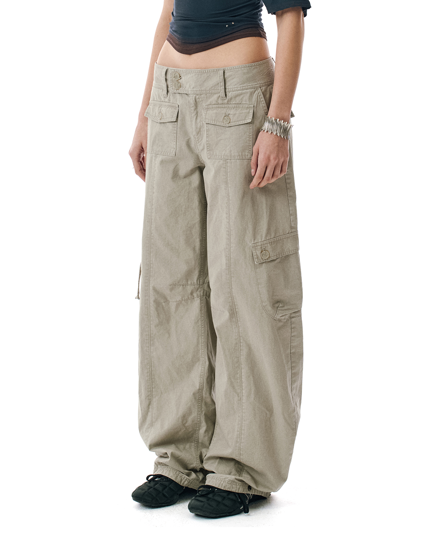 Washed Low-Rise Cargo Pant [TAUPE]_SEWPT014TAUPE
