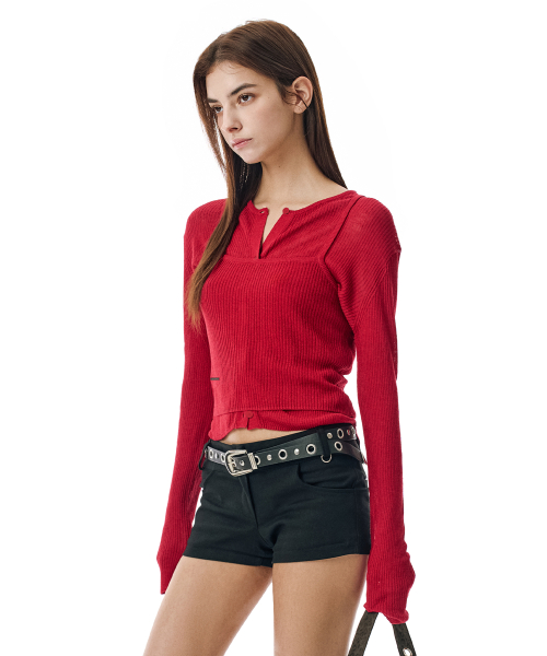 Кардиган и бюстье с пуговицами сзади RED SEWCD008RED
