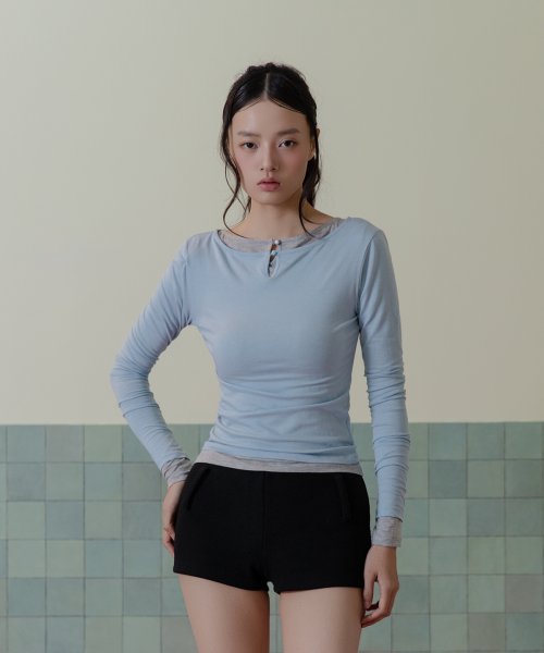 Soft tencel slit футболка Muted sky синий