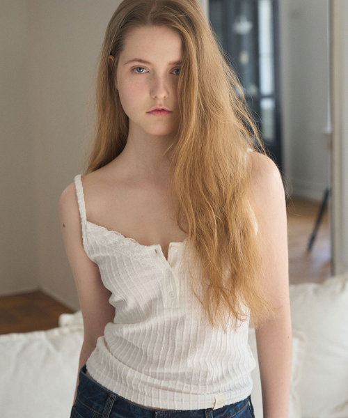 LACE EYELET пуговица без рукавов топ 2COL_слоновая костьчёрный