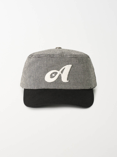 Two Tone Houndstooth Pillbox Cap (Black)