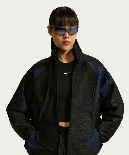 Оверсайз трек-топ с кружевом W - Black:Midnight Navy:White / IF0523-011