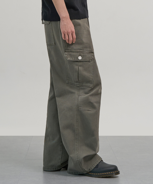 винтаж окрашенный карго брюки (KHAKI)
