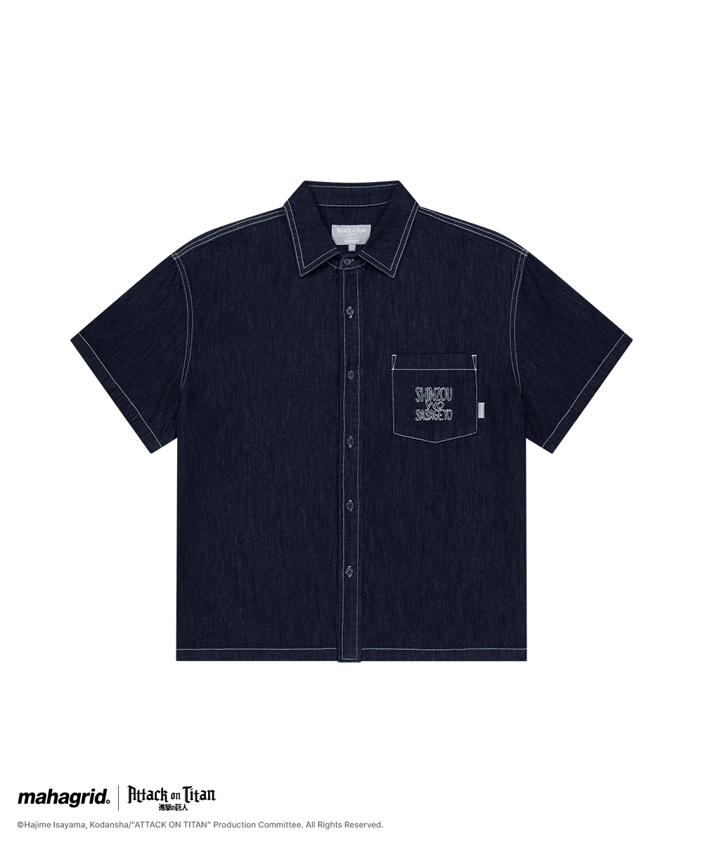 Джинсовая рубашка SASAGEYO HALF SHIRT BLUE(MG2GMMW342T)