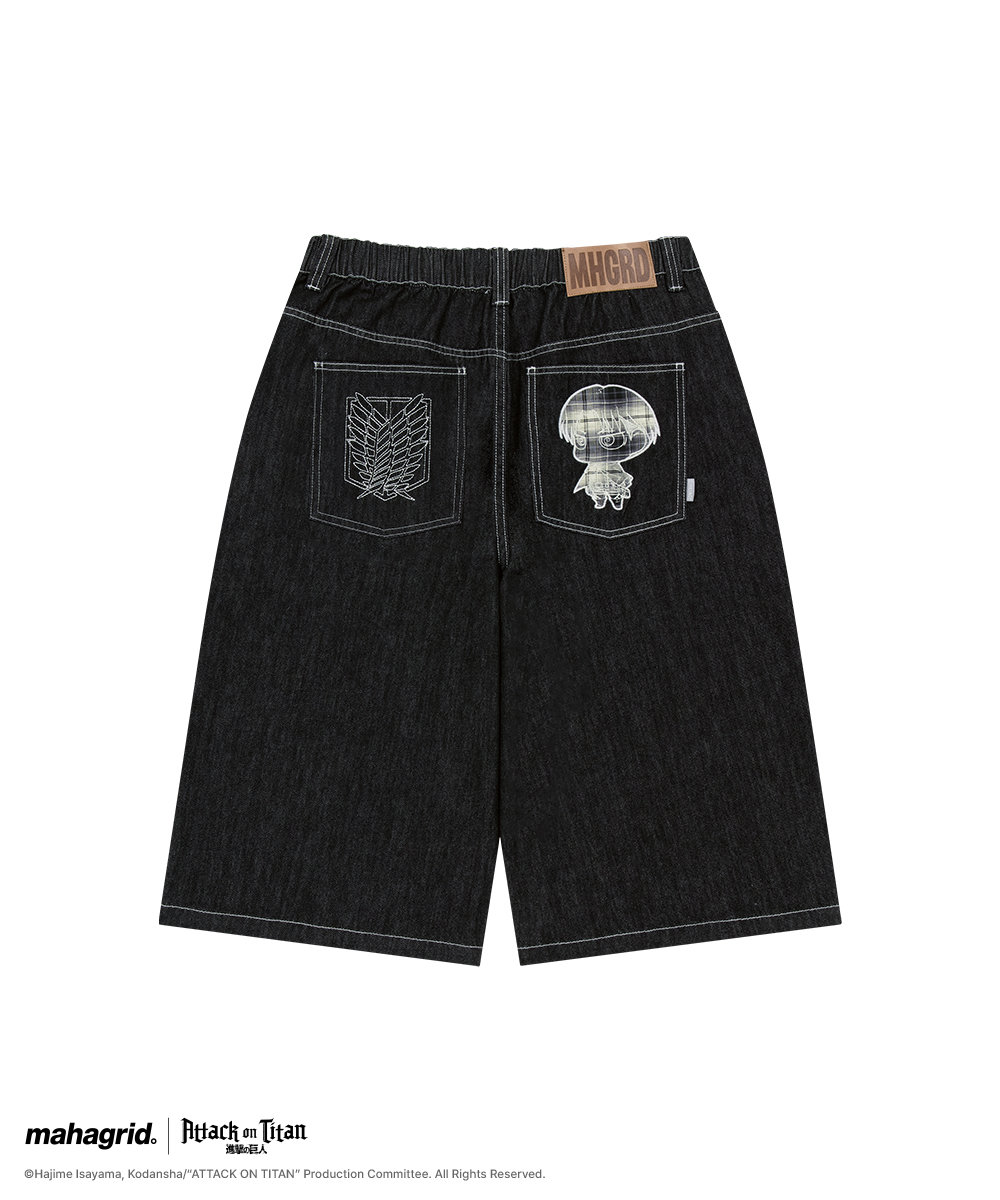 [ATTACK ON TITAN] LEVI INDIGO DENIM SHORTS BLACK(MG2GMMD114T)
