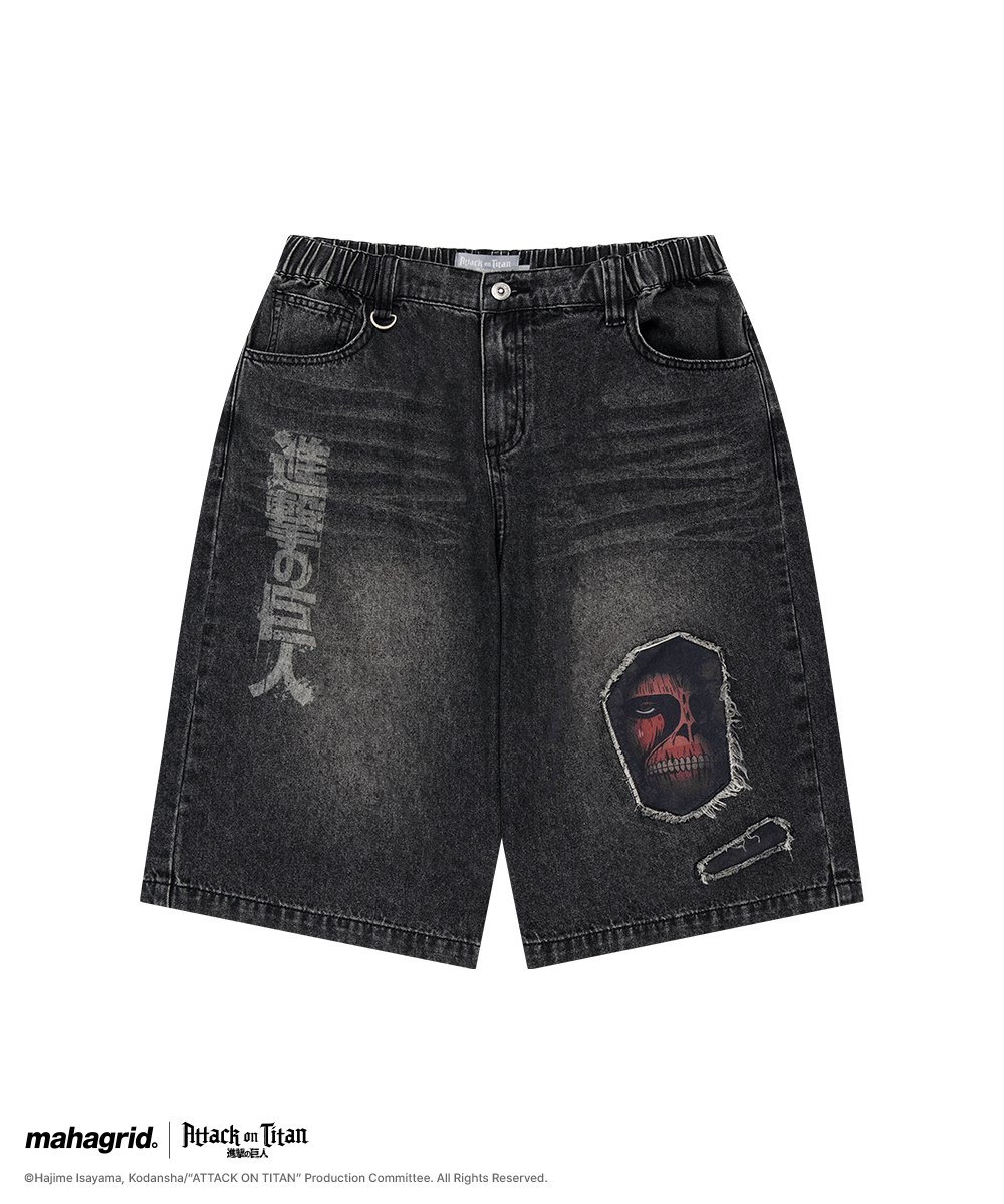 [ATTACK ON TITAN] TITAN DENIM SHORTS BLACK(MG2GMMD115T)