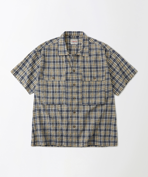 SEERSUCKER M-43 HALF SHIRT_BLUE CHECK