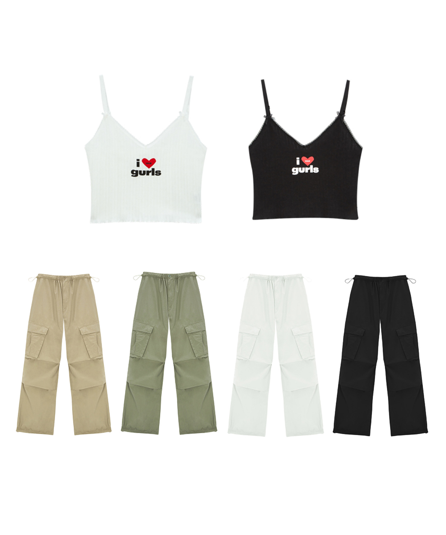 [SET] PARACHUTE CARGO PANTS & CALIE GURLS SLEEVELESS